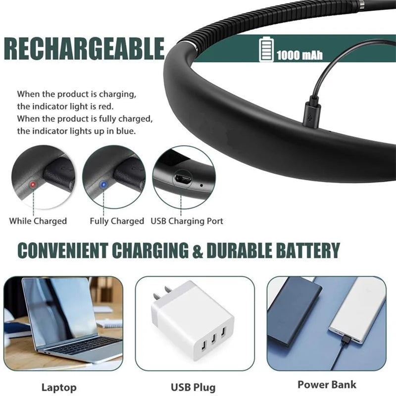 Neck Reading Light Novelty Flexible Neck Lights Handsfree Book Light Hanling Read Lamp Portable USB Rechargeable Book Lighting