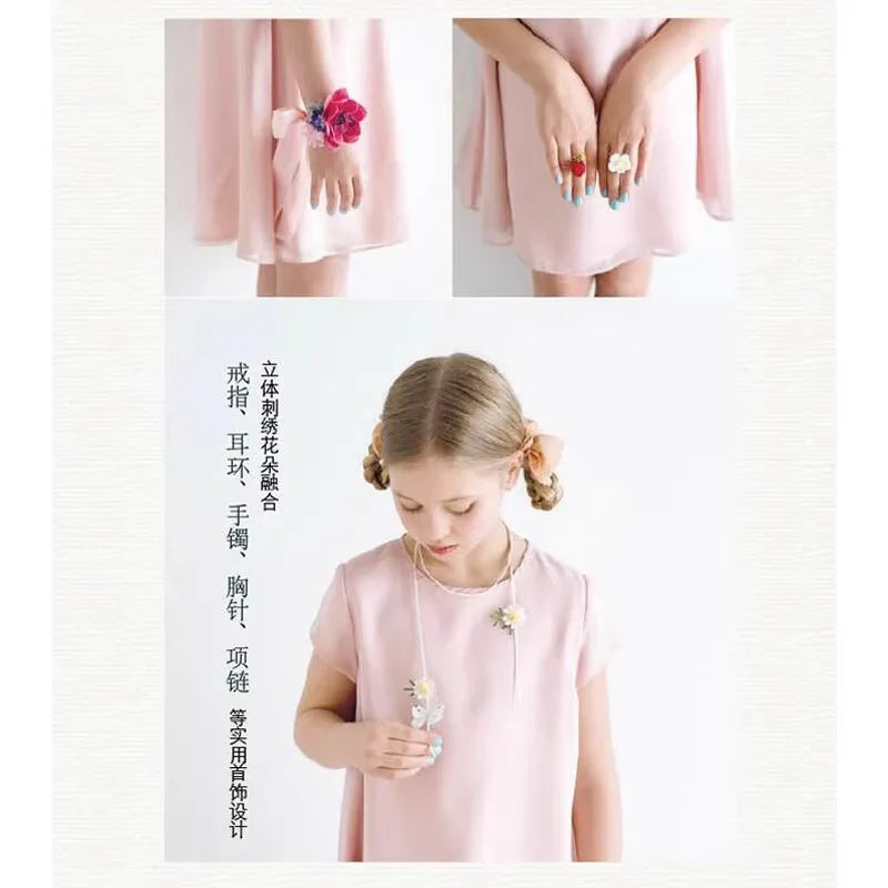 Secret Garden Earrings Brooches Necklace Embroidery Tutorial Book 3D Embroidery Handmade Jewelry Design Book Stitch Tutorials