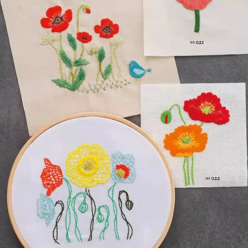 Botanical Embroidery Designs Book Rose, Tulip, Daisy Plant Patterns Zero Basic Practice Needle Embroidery Tutorial Book