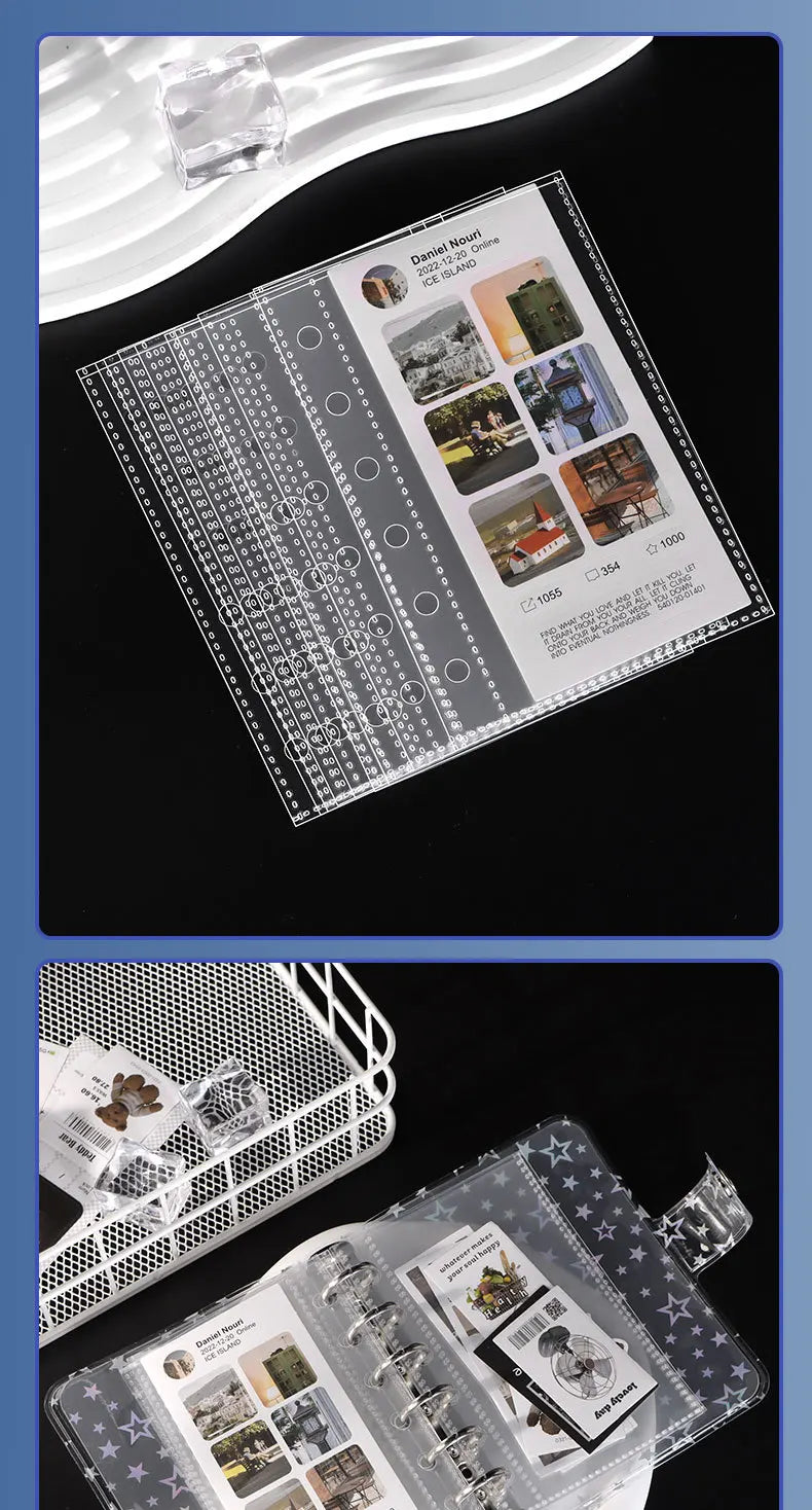 10pcs Sheet A7 Binder Refill Clear PP Pocket 6 Rings Loose Leaf Inner Page for Idol Photocard Holder Book