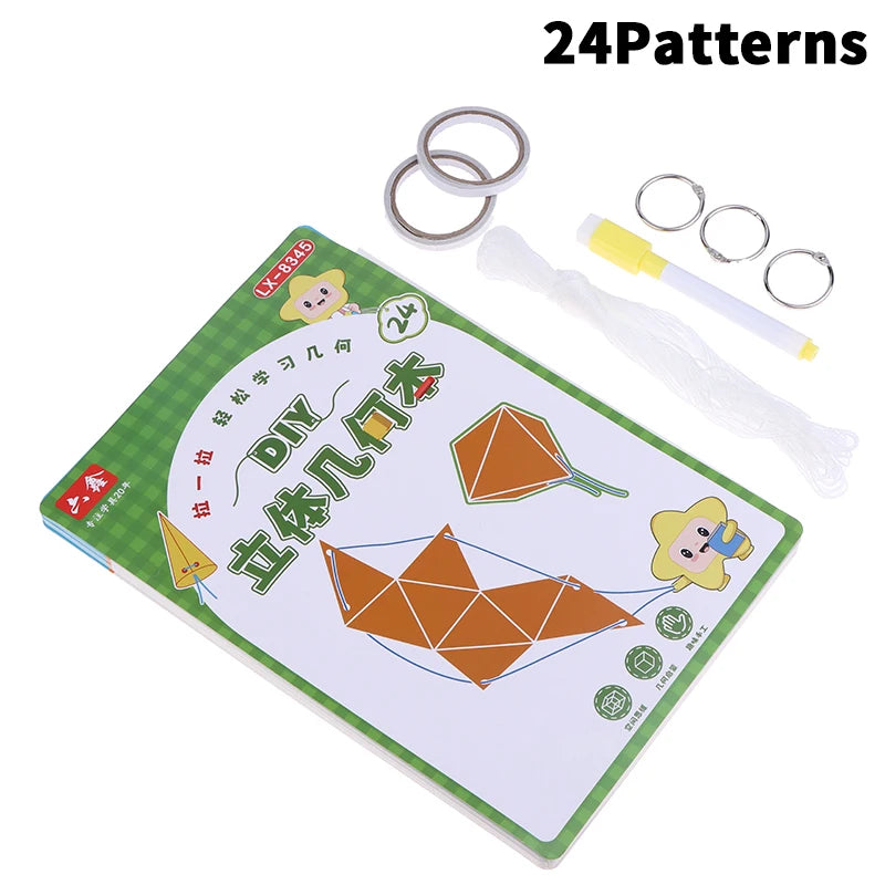 Pull String 3D Geometry Learning Book Children's DIY Solid Books Solids Geometric Models Space Thinking Training Game