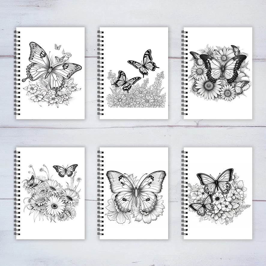 Flowers and Butterflies Adult Coloring Book - 8.3x11.2 inch stress relief coloring book 22 art therapy illustrations to relieve