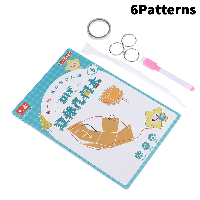Pull String 3D Geometry Learning Book Children's DIY Solid Books Solids Geometric Models Space Thinking Training Game