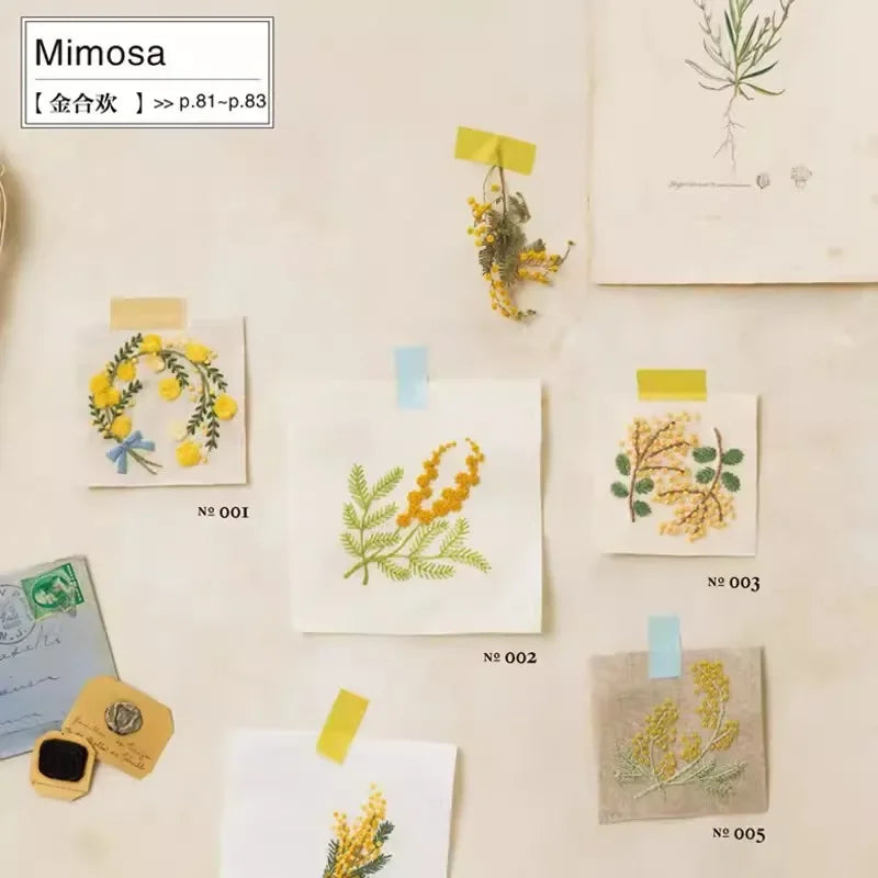 Botanical Embroidery Designs Book Rose, Tulip, Daisy Plant Patterns Zero Basic Practice Needle Embroidery Tutorial Book