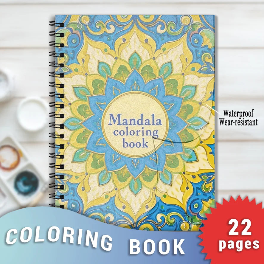 Mandala Adult Coloring Book - 8.3x11.2 inches Stress relief coloring book 22 pages of art therapy illustrations to relieve anxie
