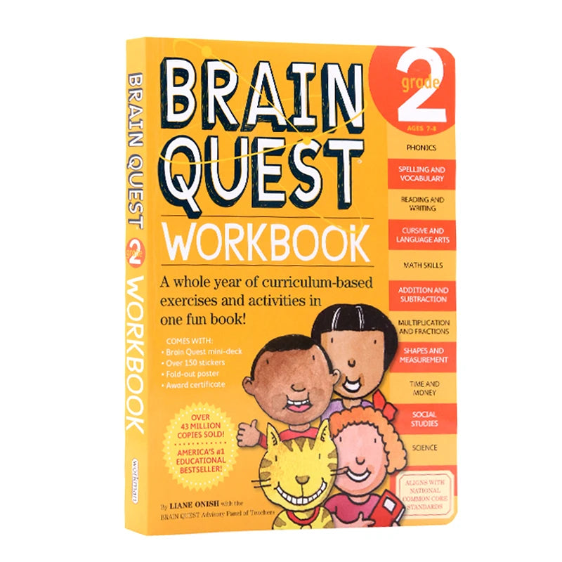 5Volumns/Set Grade 2-6 Brain Quest Workbook Children's Intelligence Development Exercise Book American Kindergarten Primary Kids