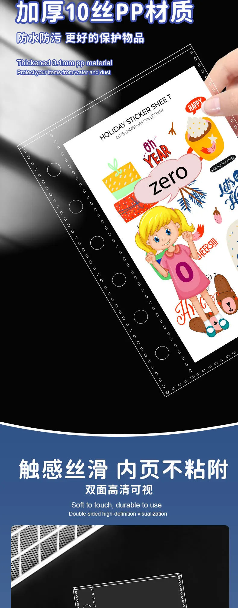 10pcs Sheet A7 Binder Refill Clear PP Pocket 6 Rings Loose Leaf Inner Page for Idol Photocard Holder Book