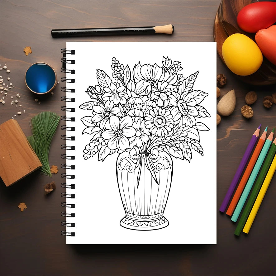 Flower World Coloring Book - 8.3 x 11.2 inches 22 pages - Helps relieve stress and mood, suitable for teens and adults