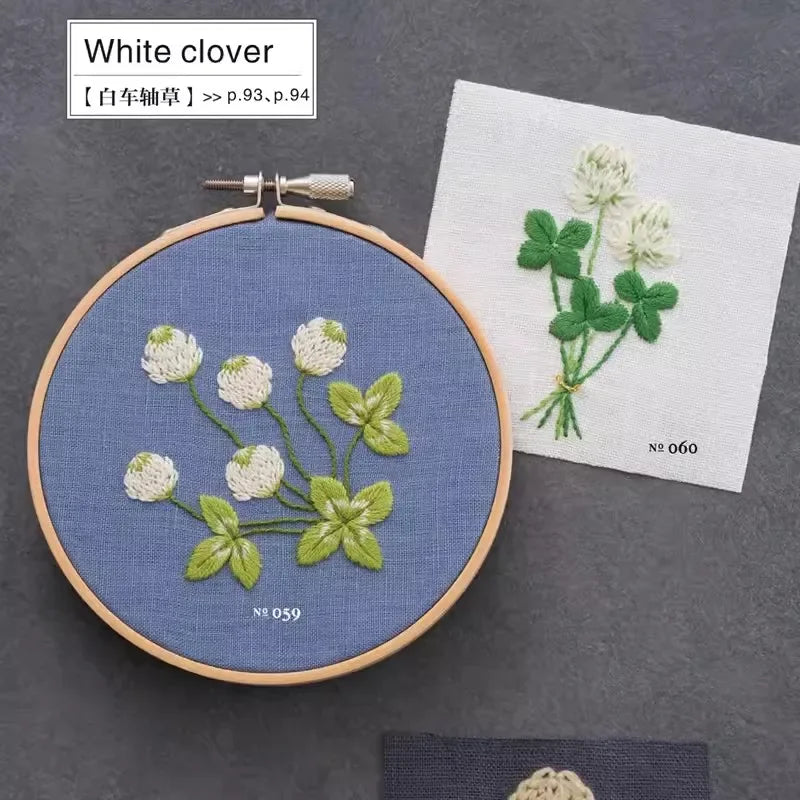 Botanical Embroidery Designs Book Rose, Tulip, Daisy Plant Patterns Zero Basic Practice Needle Embroidery Tutorial Book