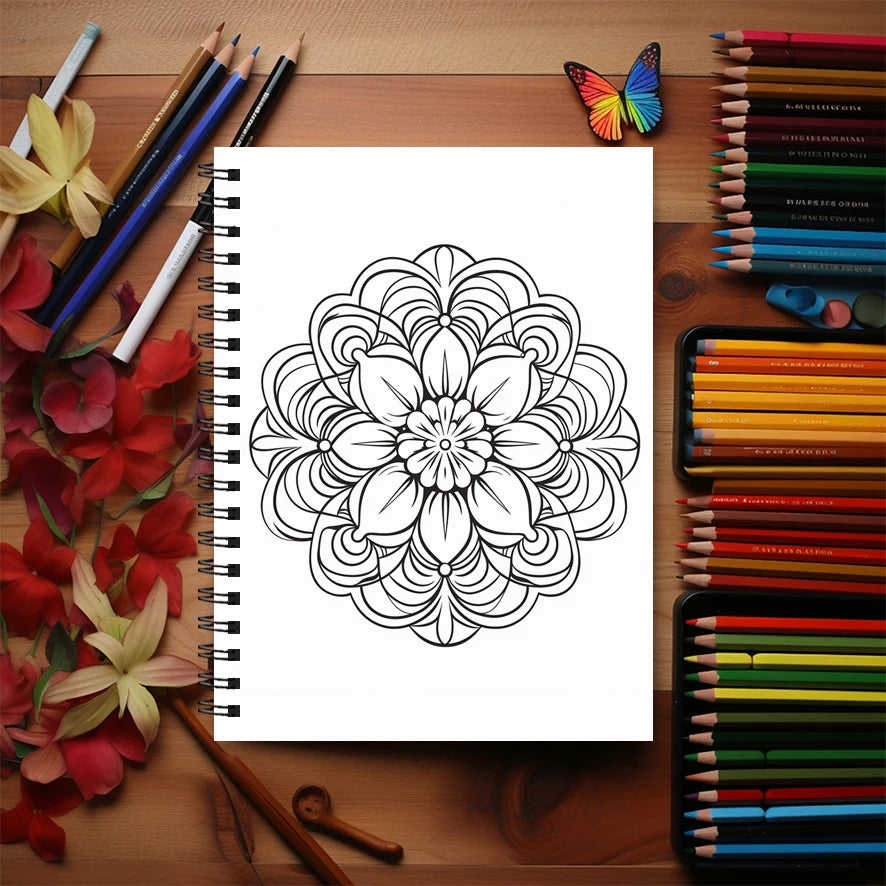 Mandala Adult Coloring Book - 8.3x11.2 inches Stress relief coloring book 22 pages of art therapy illustrations to relieve anxie