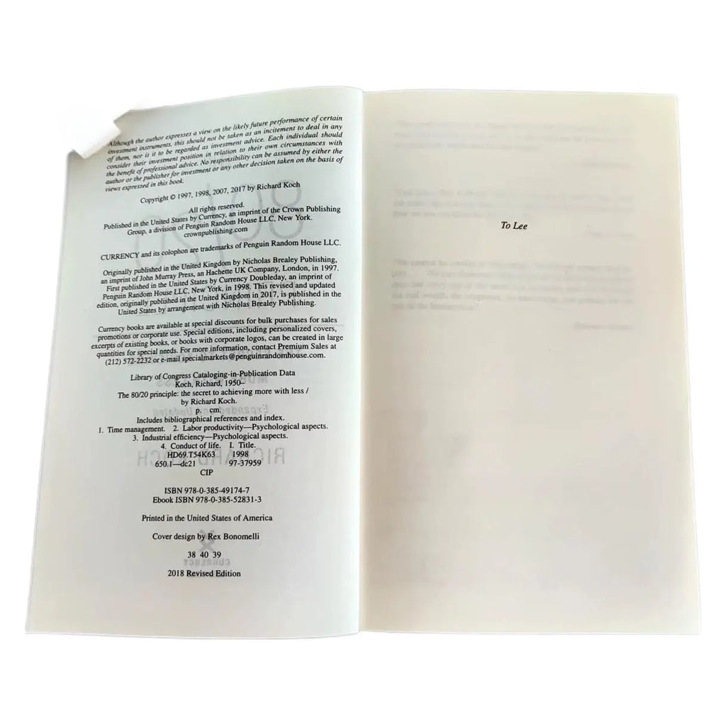 The 80/20 Principle Richard Cork, Original English Management Book on The 80/20 Rule