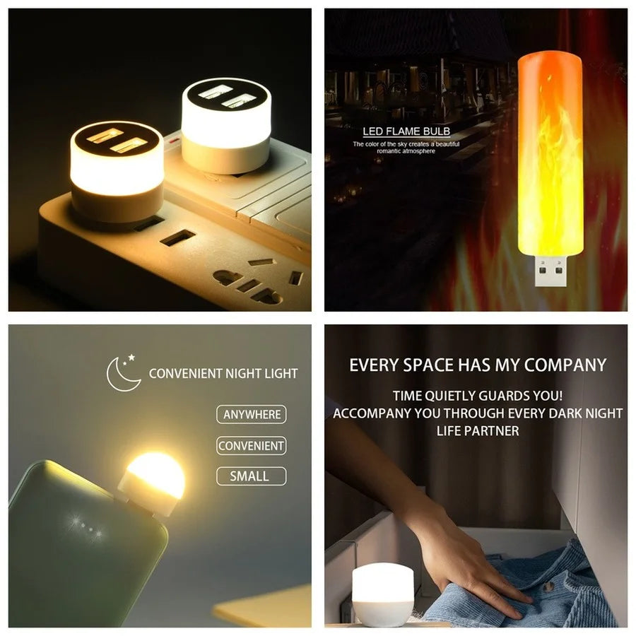 Muunnn USB Plug Lamp Small Night Light Computer Mobile Power Charging Mini Book Lamps LED Eye Protection Square Reading Light