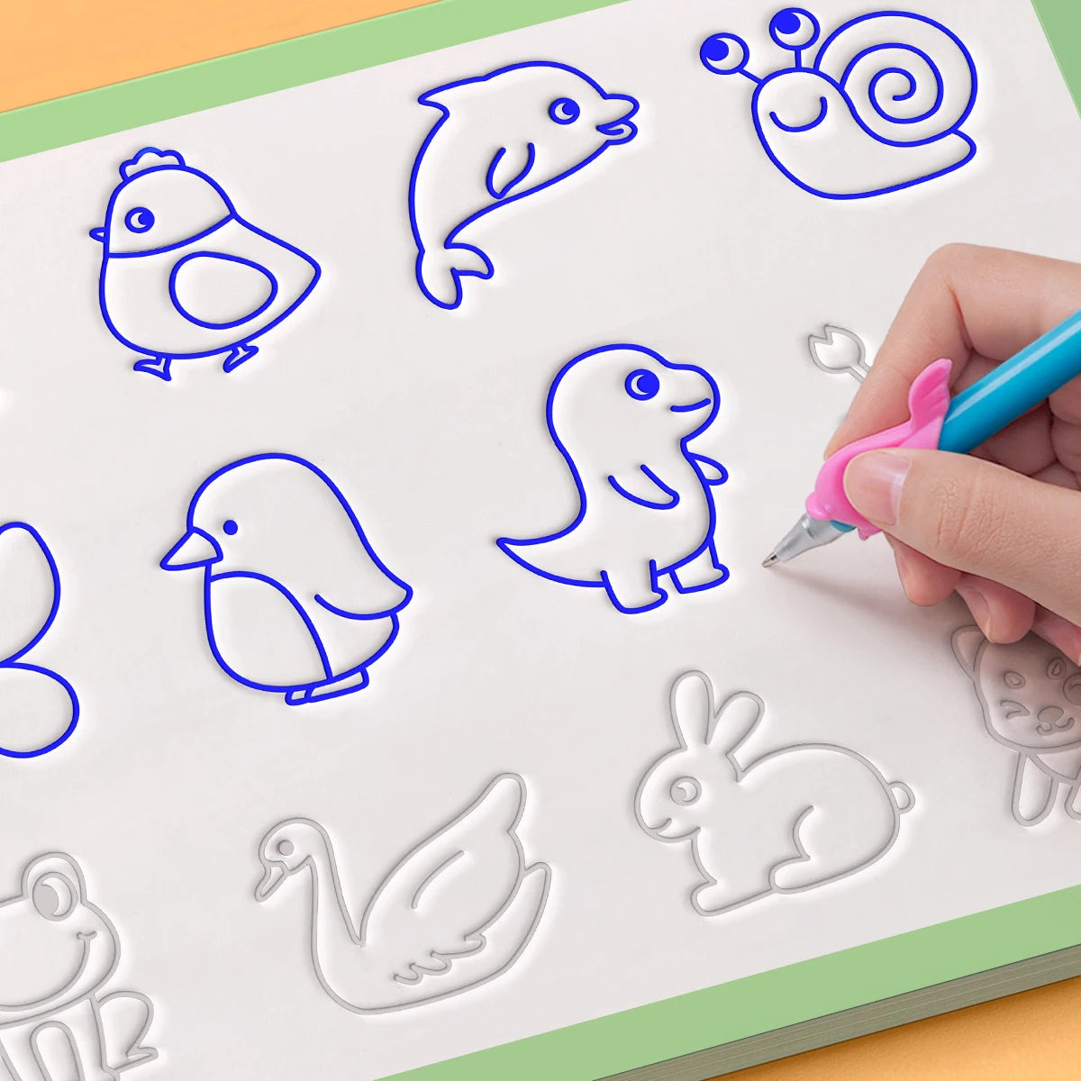 Reusable Groove Handwriting Practice Book, Drawing Practice Book with Groove Lines to Train Pen Control Skills - Stimulates Imagination and Art Skills, Perfect Back-To-School Gift, Birthday Gift, Easter and Christmas Educatio