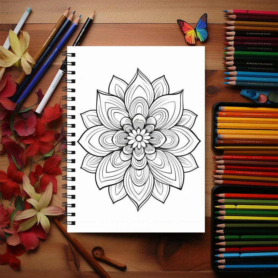 Mandala Adult Coloring Book - 8.3x11.2 inches Stress relief coloring book 22 pages of art therapy illustrations to relieve anxie