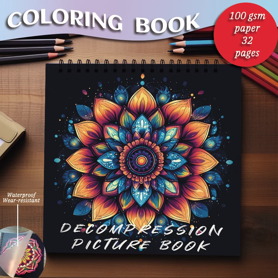 Mysterious Flower Coloring Book - 8.27 x 8.27 inches 32 pages coloring book - Ideal gift for family or friends