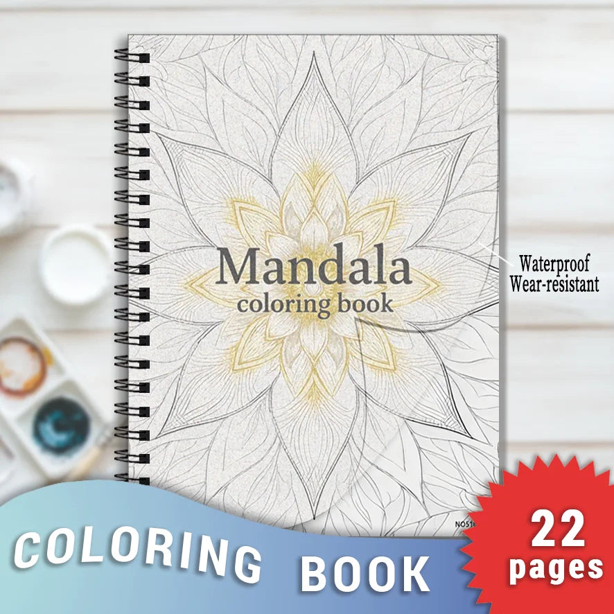 Mandala Adult Coloring Book - 8.3x11.2 inches Stress relief coloring book 22 pages of art therapy illustrations to relieve anxie